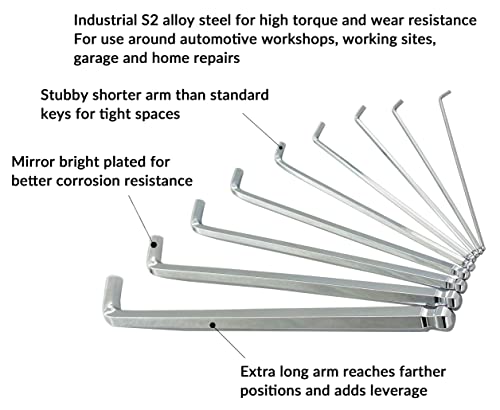 NordWolf 10-Piece Torx Wrench Set, S2 Steel Long Arm Security Star Keys, Sizes T10 to T55