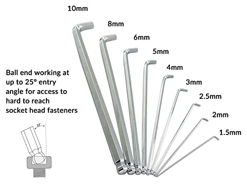 NordWolf 10-Piece Torx Wrench Set, S2 Steel Long Arm Security Star Keys, Sizes T10 to T55