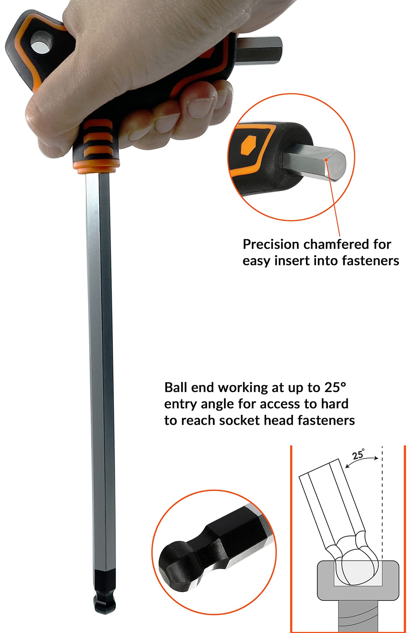 NordWolf 9-Piece T-Handle Torx Wrench Set, S2 Steel Long Arm Security Star Keys, Sizes T10 to T50 in Storage Box